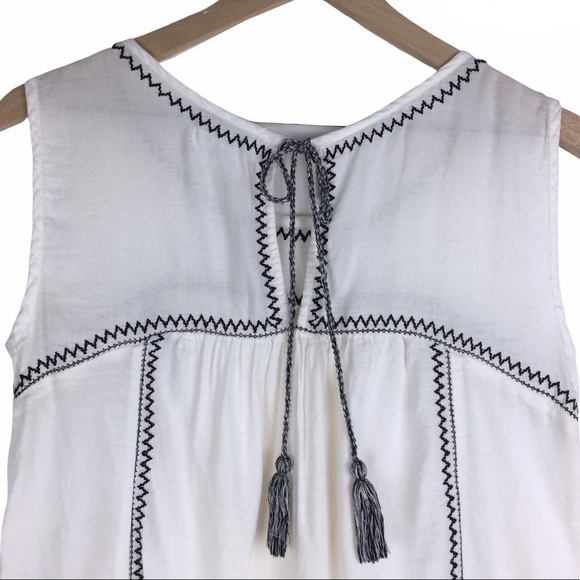 VELVET Graham & Spencer Top Peasant Tassel Sleeveless Boho Embroidered Size XS - Picture 4 of 11